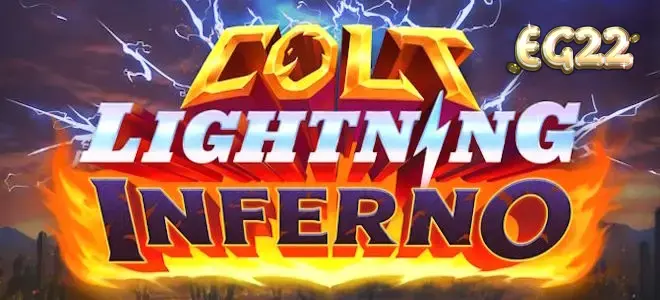 Tampilan visual slot Colt Lightning Inferno dengan efek api dan petir
